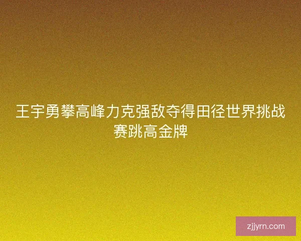 王宇勇攀高峰力克强敌夺得田径世界挑战赛跳高金牌
