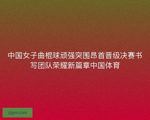中国女子曲棍球顽强突围昂首晋级决赛书写团队荣耀新篇章中国体育